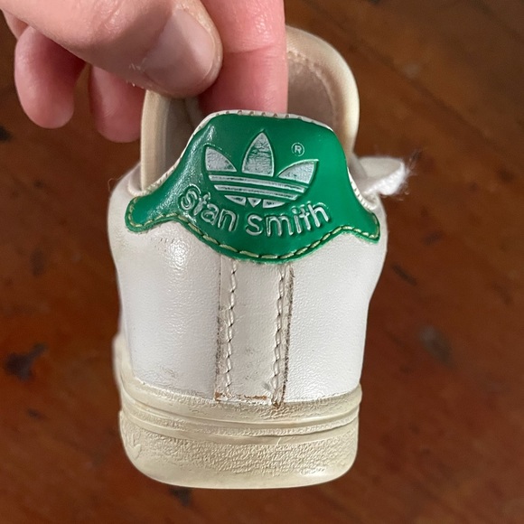 SUPER CUTE VINTAGE BABY/TODDLER ADIDAS STAN SMITH SHOES WHITE & GREEN SIZE 5 BOX - Picture 12 of 16